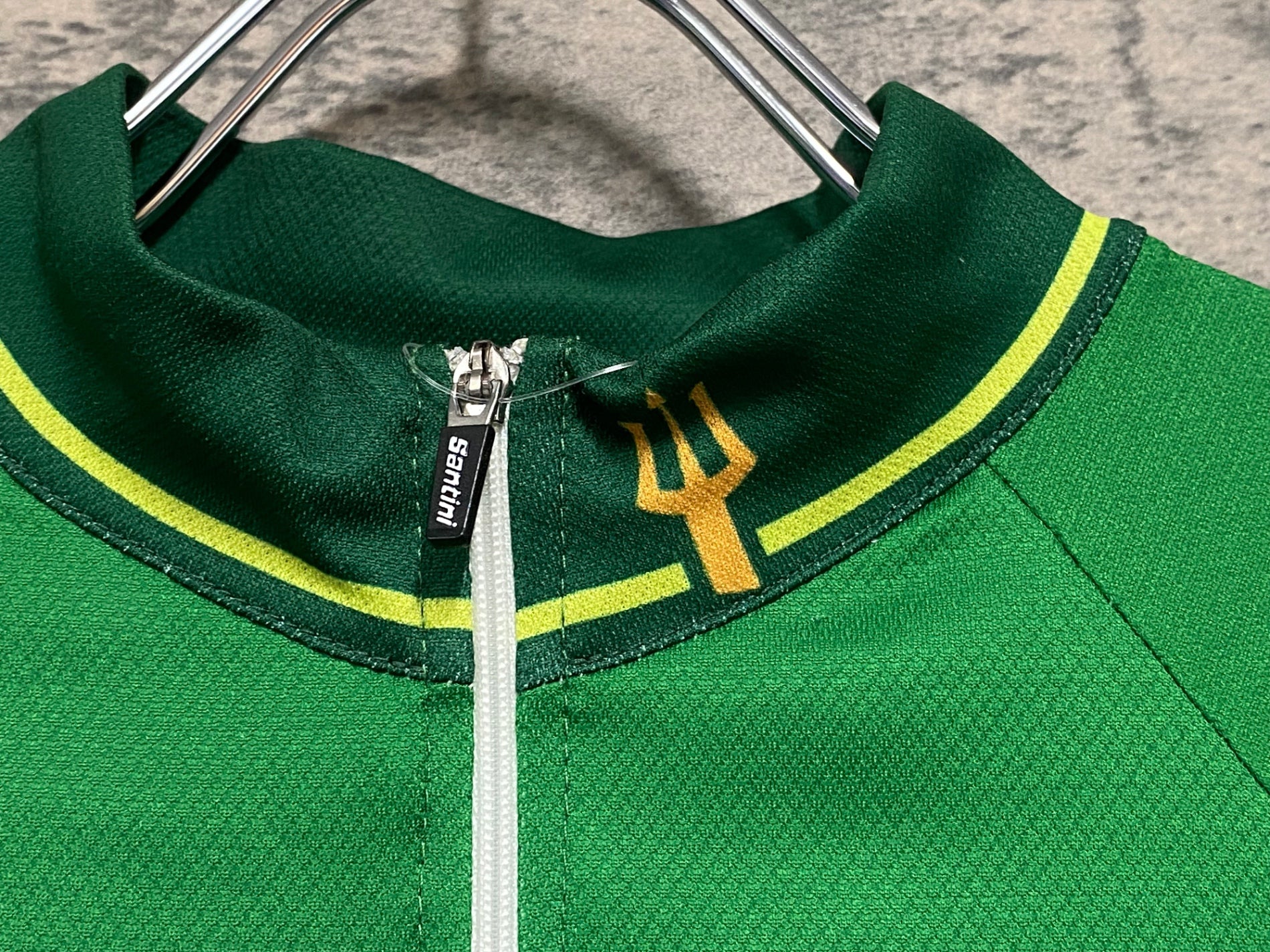 JT086 サンティーニ Santini 半袖サイクルジャージ 緑 M ハーフジップ