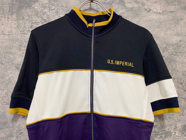 KC384 ラファ Rapha IMPERIAL WORKS TRICOLOUR JERSEY 半袖 サイクルジャージ 黒 白 紫 S