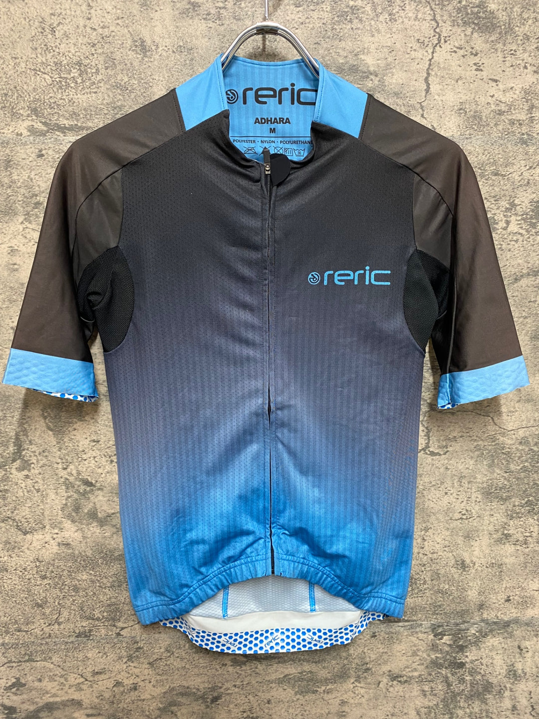 JZ638 レリック reric 半袖 サイクルジャージ 黒青 M 腹部わずかに生地ほつれあり