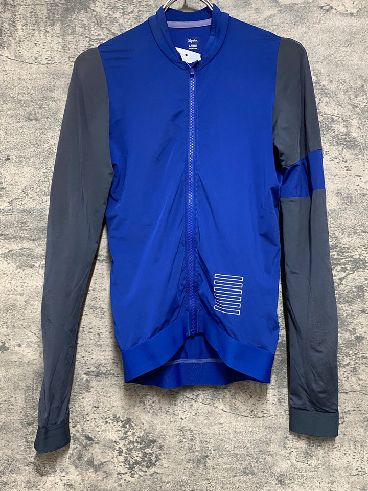 JT178 ラファ Rapha PRO TEAM LONG SLEEVE TRAINING JERSEY 長袖 サイクルジャージ 青 XS ※ほつれ,スレ