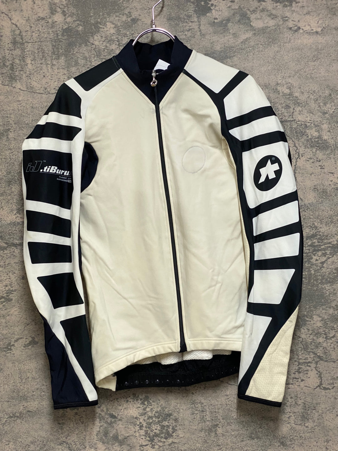 JQ140 アソス assos iJ tiBuru 4 長袖サイクルジャージ 白黒 M 汚れあり 裏起毛