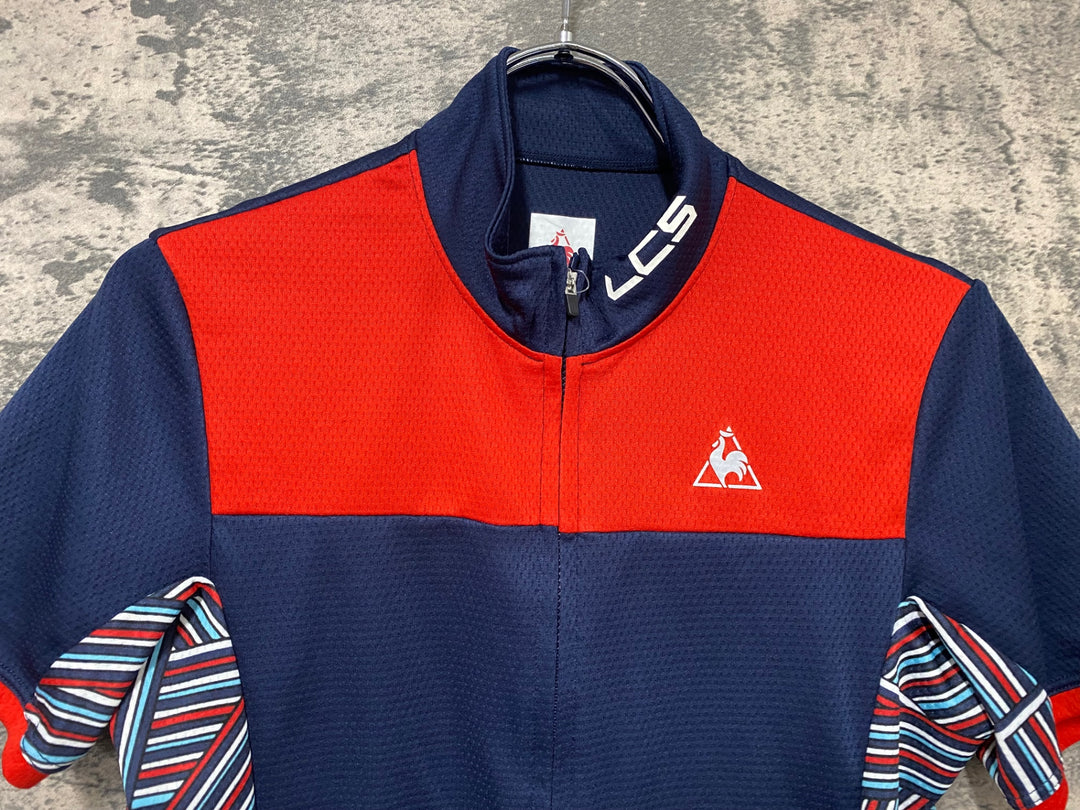 JI623 ルコックスポルティフ le coq sportif 半袖 サイクルジャージ 濃紺 赤 M