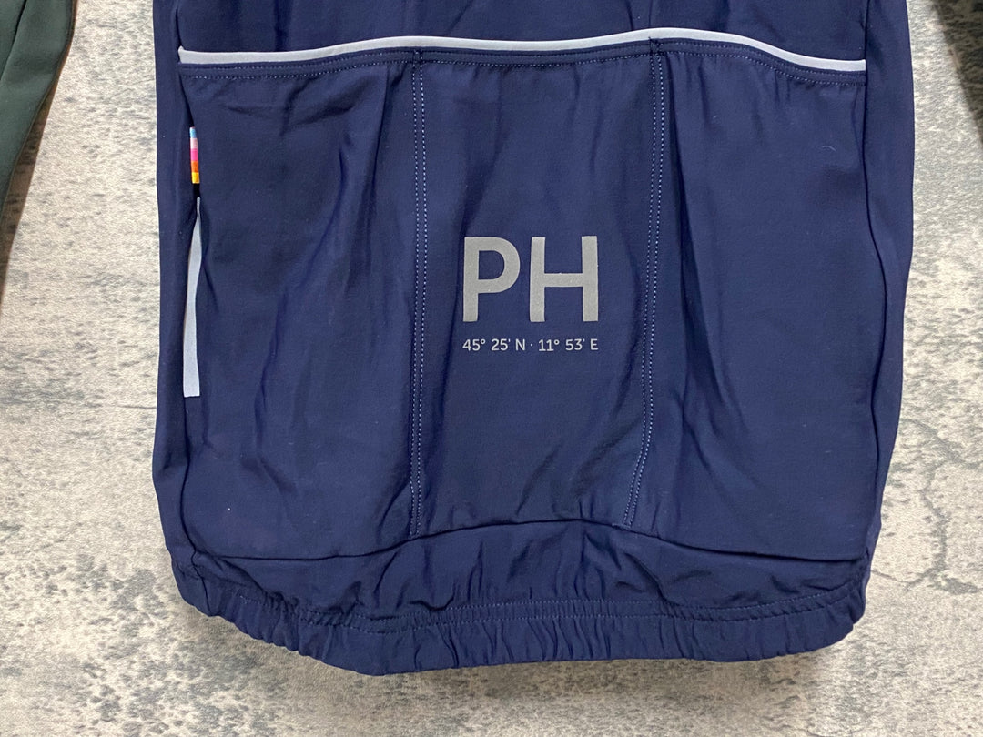 JU082 プッシュハード PUSH HURD 長袖 サイクルジャージ ネイビー オリーブ XS 裏起毛