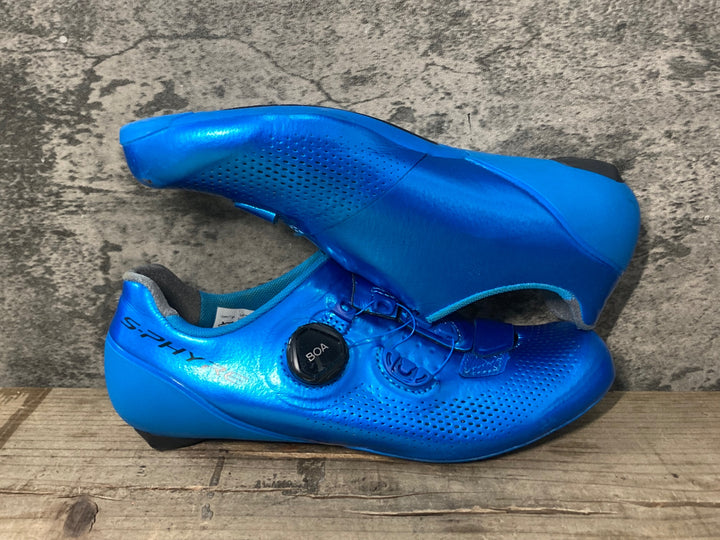 JY155 シマノ SHIMANO S-PHYRE SHRC901 B01 S ビンディングシューズ 3穴 青 EU40.5 ※ボルト受け欠の為ジャンク