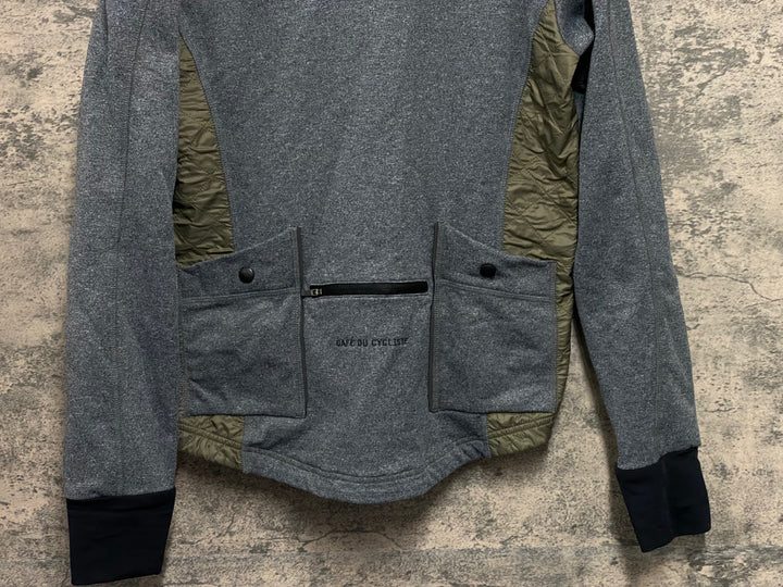 JV277 カフェドシクリステ Cafe du Cycliste Heidi man 長袖 サイクルジャージ グレー カーキ M 裏起毛