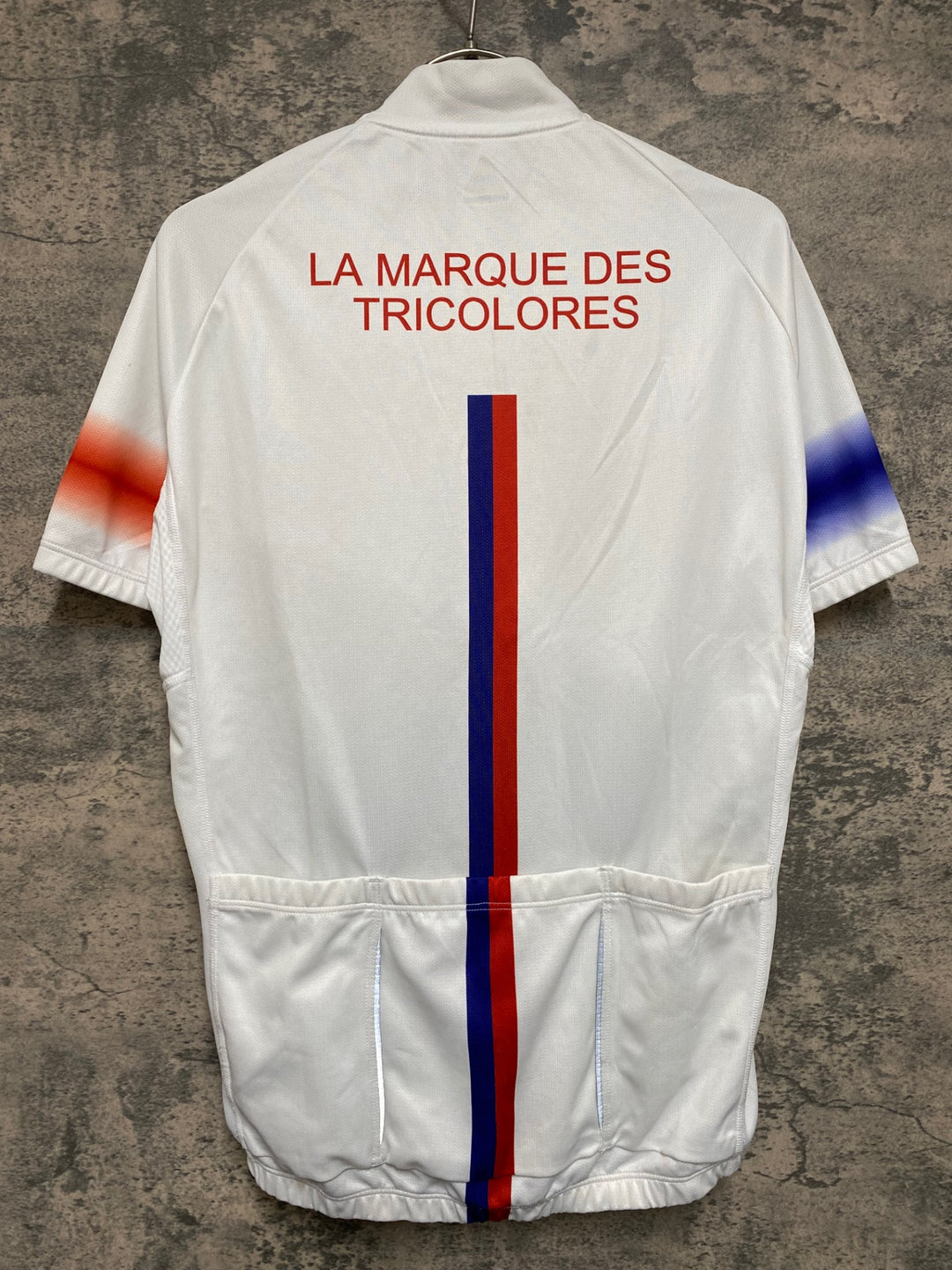 JN191 ルコックスポルティフ le coq sportif 半袖 サイクルジャージ 白 赤 青 L ※ほつれ
