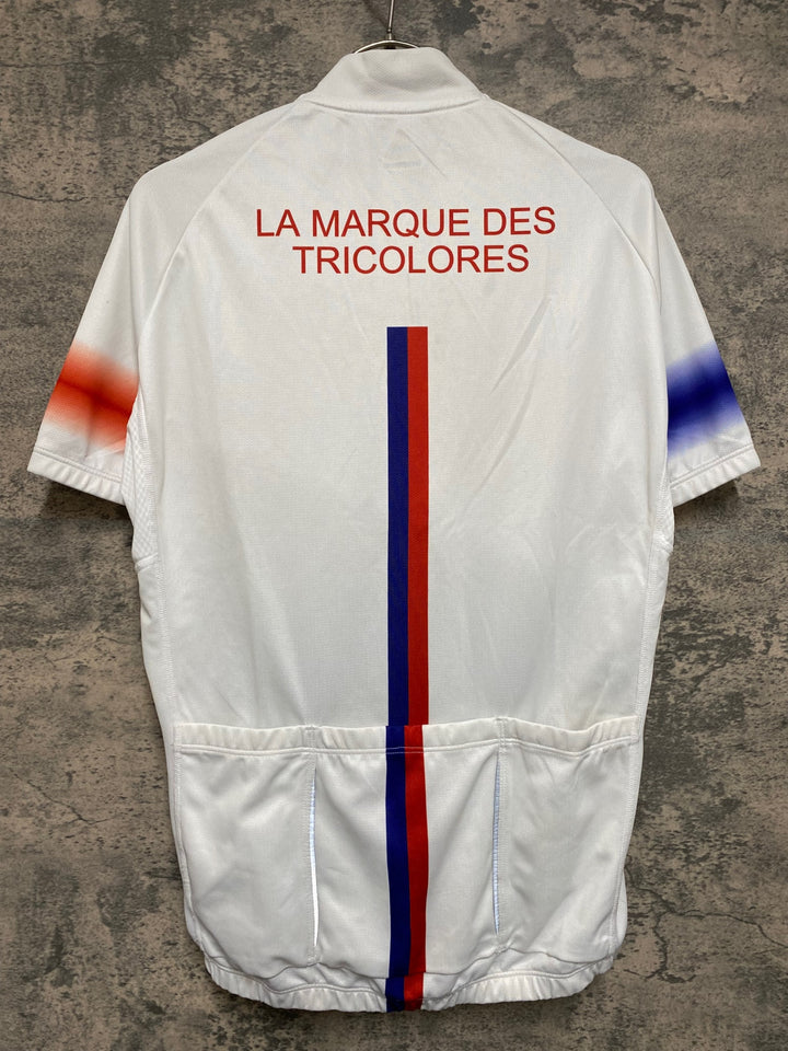 JN191 ルコックスポルティフ le coq sportif 半袖 サイクルジャージ 白 赤 青 L ※ほつれ