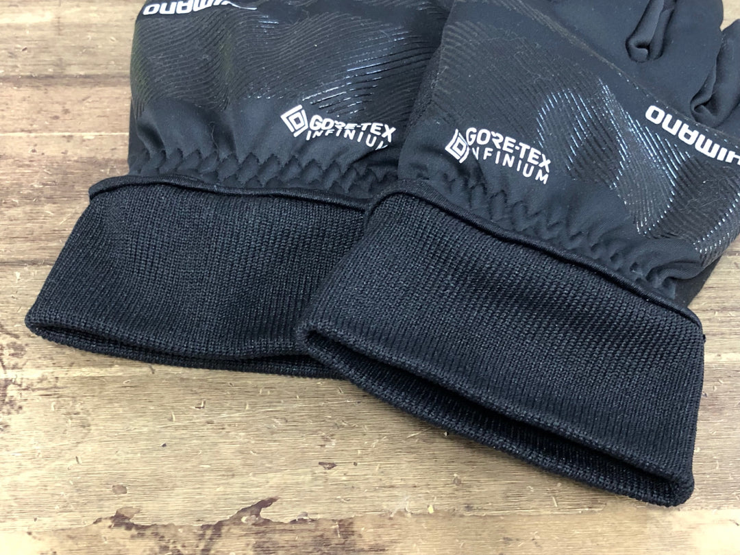 JK031 シマノ SHIMANO GORETEX 裏起毛 長指 サイクルグローブ 黒 M