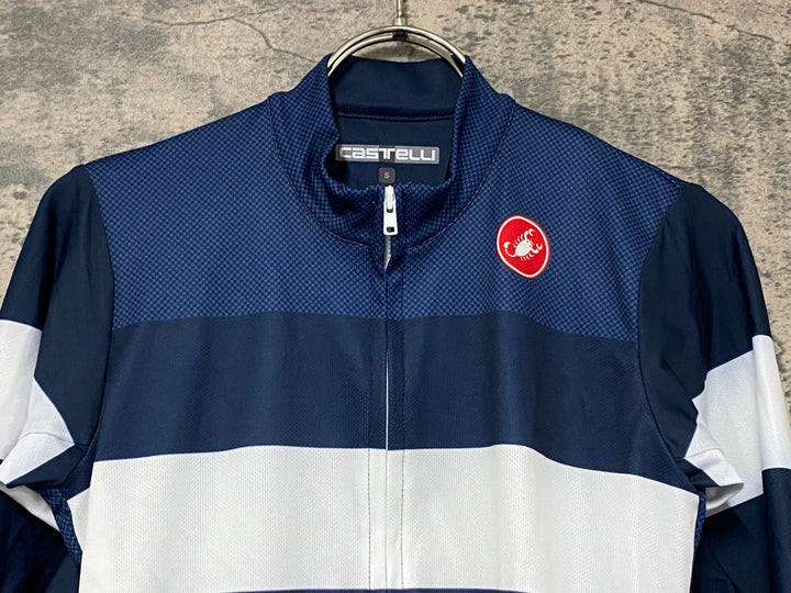 KK582 カステリ CASTELLI 半袖 サイクルジャージ S 紺 ※タグカット