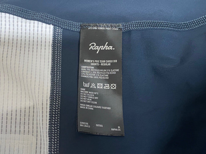 KM118 ラファ Rapha WOMEN'S PRO TEAM CARGO BIB SHORTS ビブショーツ 紺 XS ※ゴム汚れあり