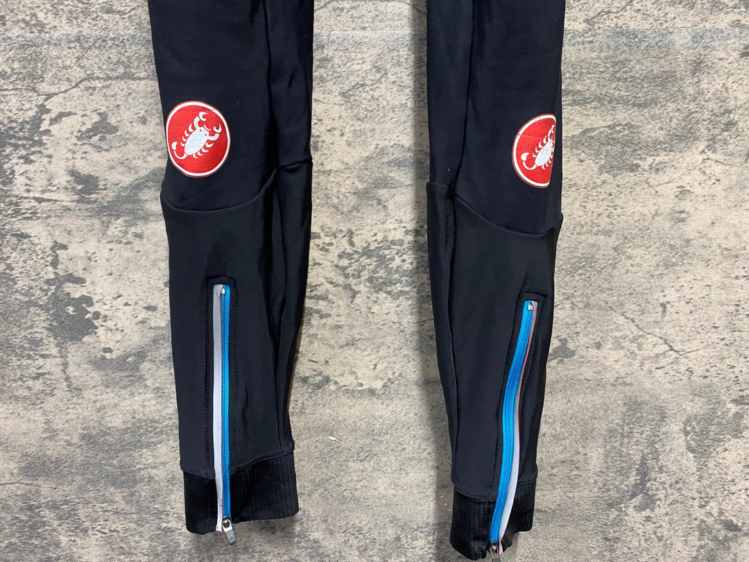 JK211 カステリ CASTELLI ROSSOCORSA ビブタイツ 黒 S 裏起毛 ※内側裏起毛剥がれ