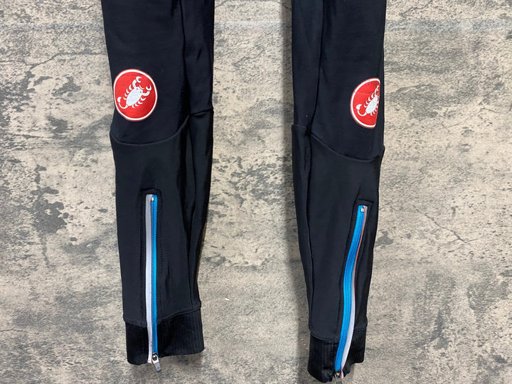 JK211 カステリ CASTELLI ROSSOCORSA ビブタイツ 黒 S 裏起毛 ※内側裏起毛剥がれ