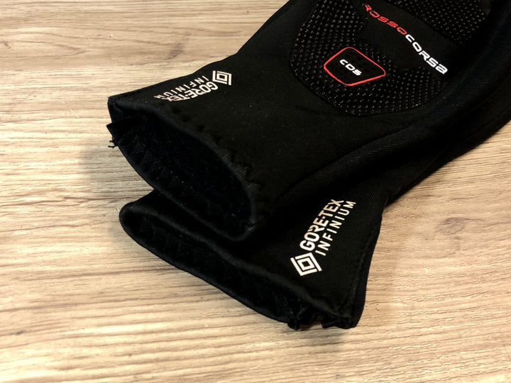JS401 カステリ CASTELLI ROSSOCORSA perfetto 長指 グローブ 黒 S 裏起毛 WINDSTOPPER ※タグカット