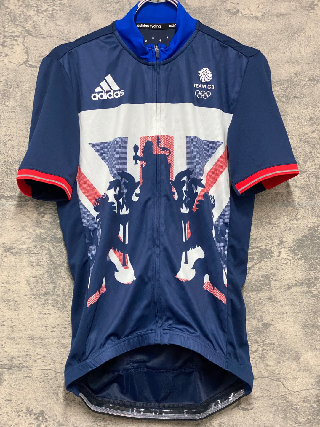 KG332 アディダス adidas 半袖 サイクルジャージ 紺 GREAT BRITAIN  ※サイズ不明、タグカット
