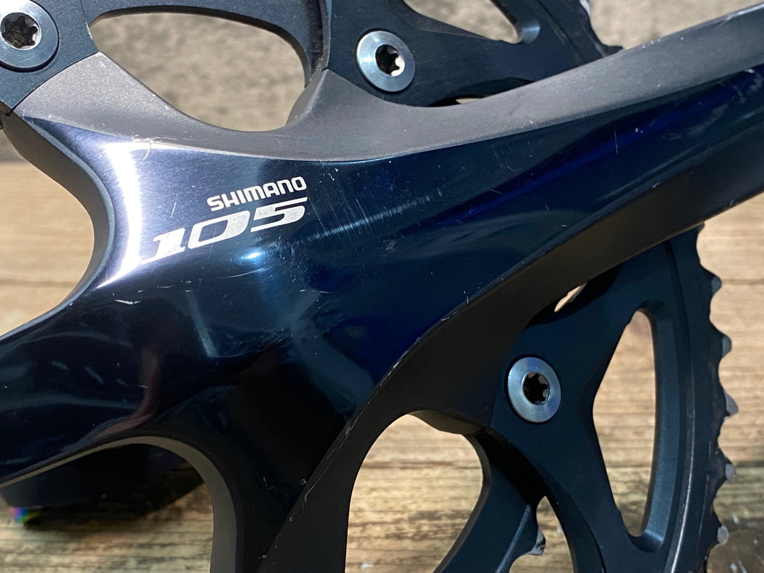 JI858 シマノ SHIMANO 105 FC-5700 クランクセット 165mm 50/34T ※クランク取付けボルト社外品 ※歯の摩耗大の為ジャンク