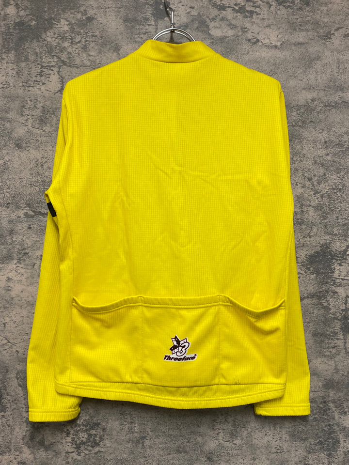 JV324 THREEFACE 長袖サイクルジャージ 黄色 L裏起毛 ハーフジップ