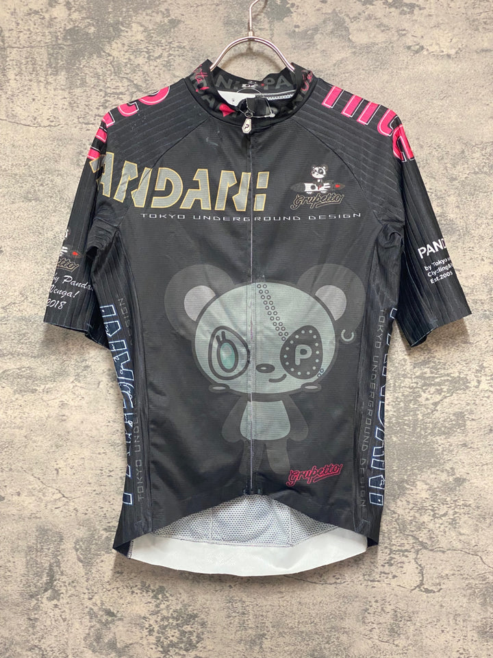 KB814 パンダーニ PANDANI 半袖 サイクルジャージ 黒 M エアロスリーブ ほつれあり