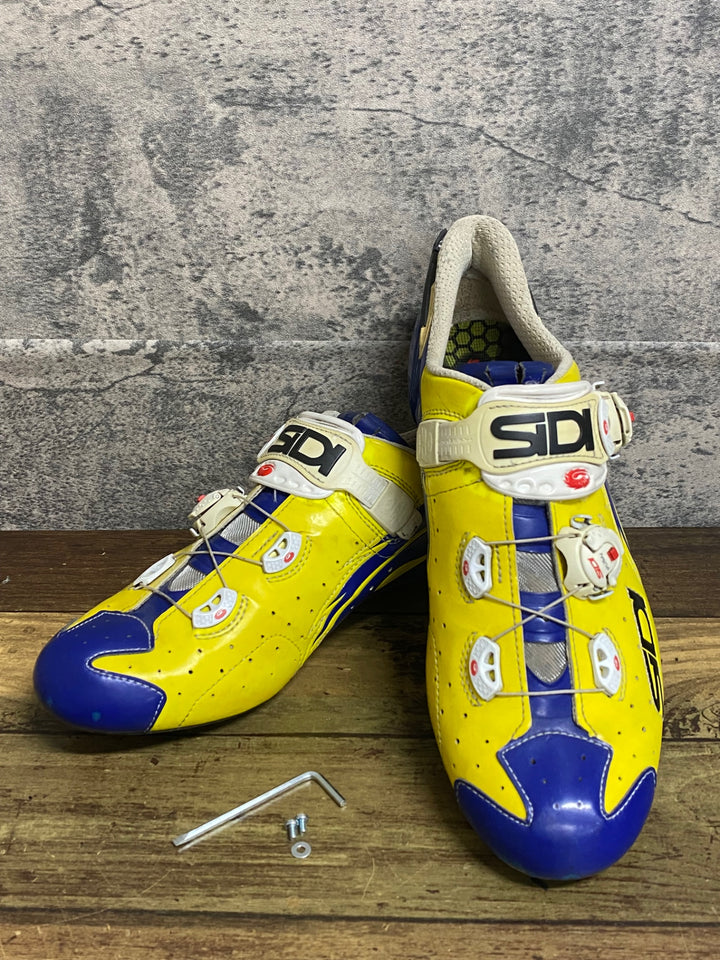 JN237 シディ SIDI SCARPE WIRE CARBON LUCIDO ビンディングシューズ SPD-SL 青黄 EU43.5