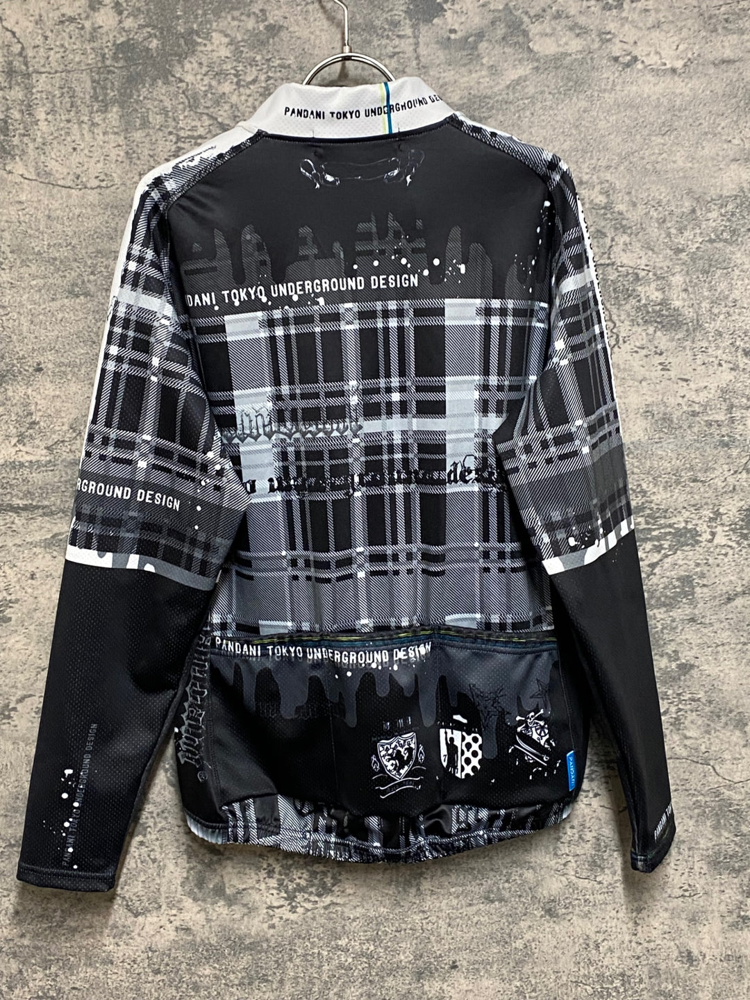 JR924 パンダーニ PANDANI 長袖 サイクルジャケット 黒 白 チェック M 裏起毛