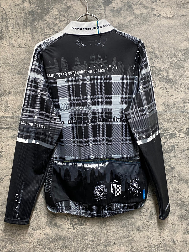 JR924 パンダーニ PANDANI 長袖 サイクルジャケット 黒 白 チェック M 裏起毛