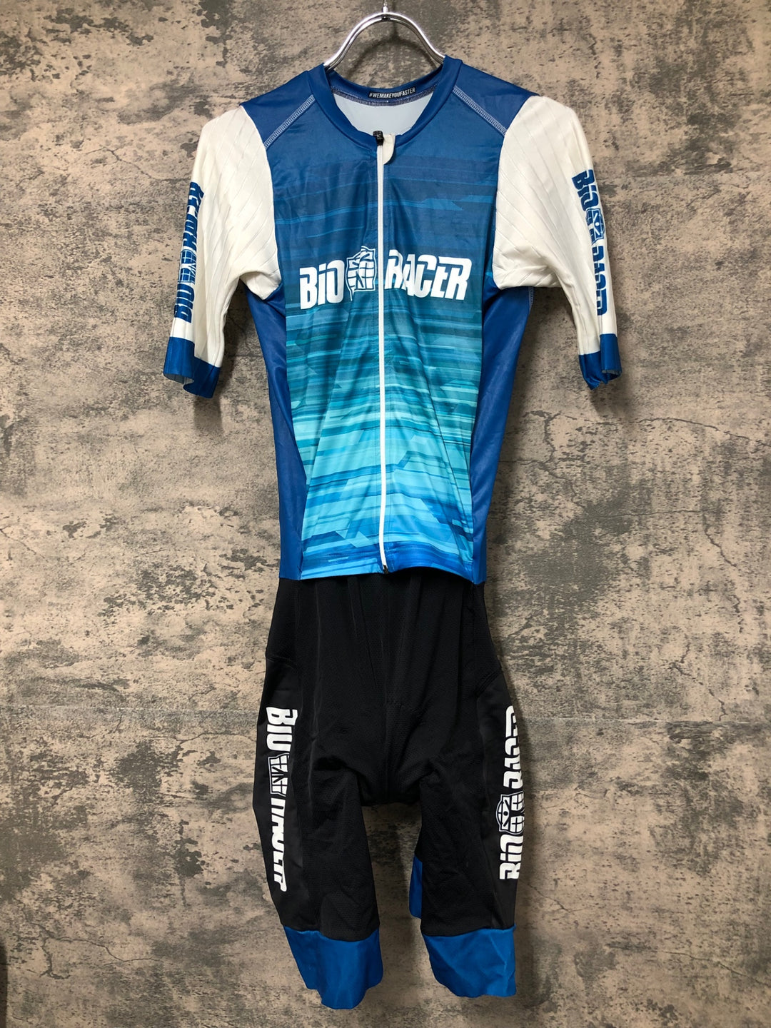 JP491 ビオレーサー BIORACER 半袖 ワンピース 水色 黒 3/M ※ほつれ