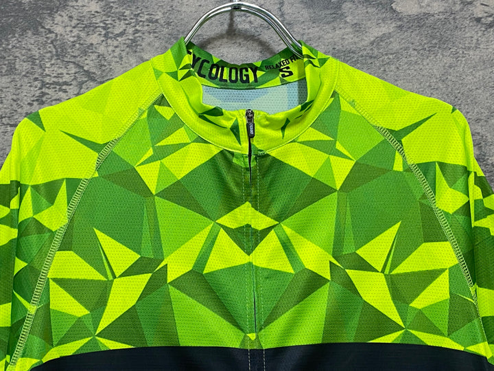 JM735 サイコロジー CYCOLOGY 半袖 サイクルジャージ 緑 黒 RELAXED FIT S