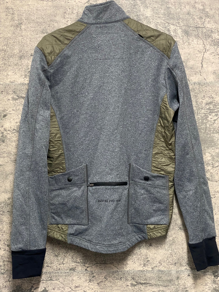 JV277 カフェドシクリステ Cafe du Cycliste Heidi man 長袖 サイクルジャージ グレー カーキ M 裏起毛