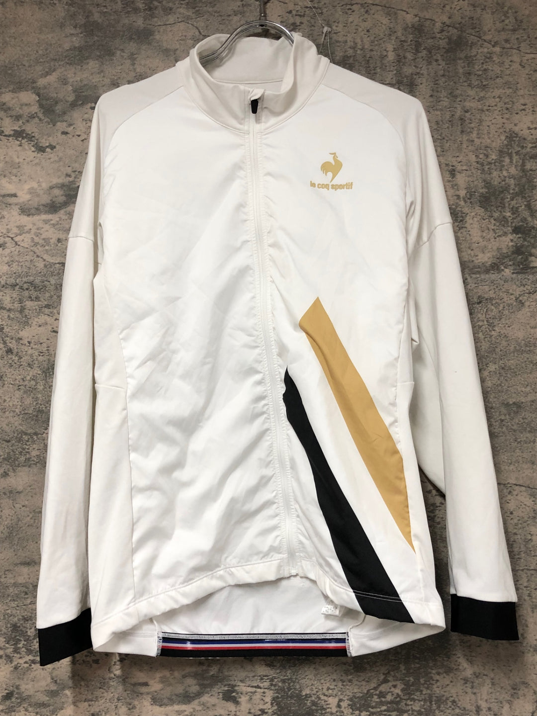 KB676 ルコックスポルティフ le coq sportif 長袖 サイクルジャージ 白 L 裏起毛 ※一部ほつれ