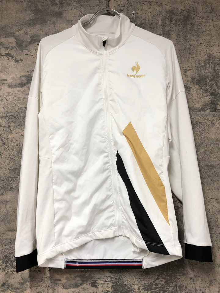 KB676 ルコックスポルティフ le coq sportif 長袖 サイクルジャージ 白 L 裏起毛 ※一部ほつれ