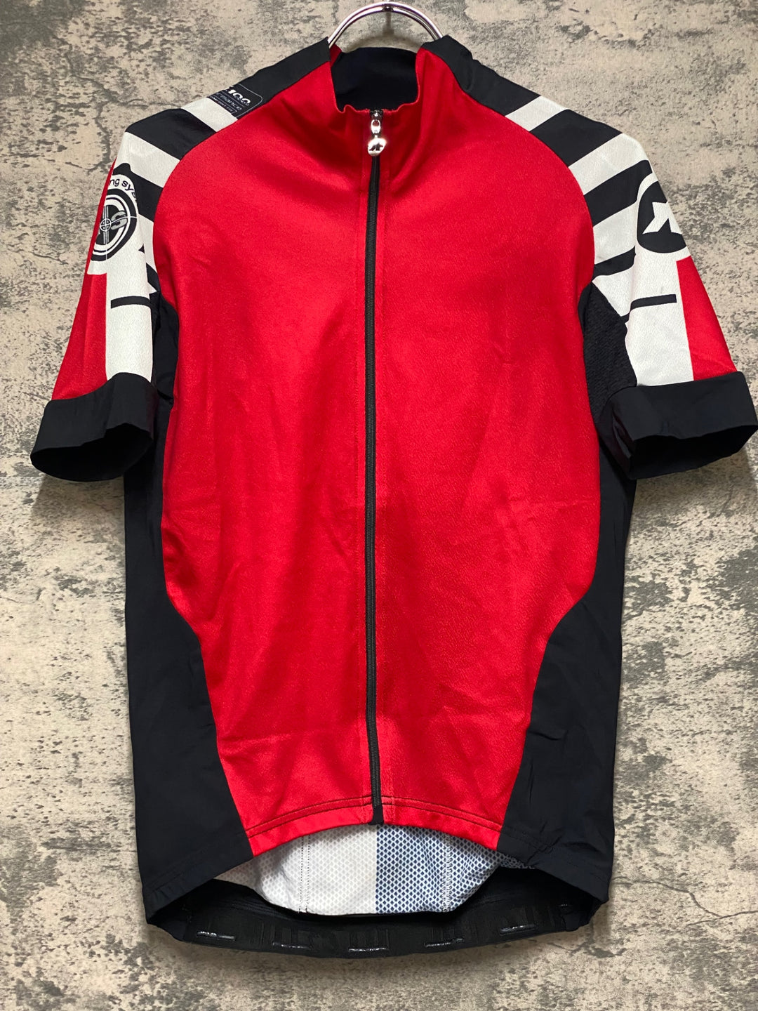 KM091 アソス ASSOS S5.CENTO 半袖 サイクルジャージ 赤/黒 S 汚れ