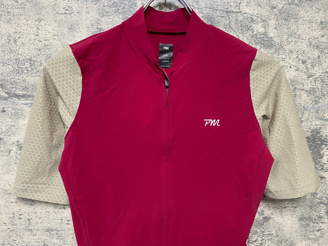 JO264 ペダルマフィア Pedal Mafia PRO JERSEY 半袖 サイクルジャージ バーガンディ ベージュ L