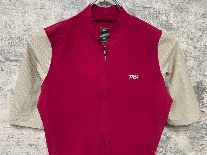 JO264 ペダルマフィア Pedal Mafia PRO JERSEY 半袖 サイクルジャージ バーガンディ ベージュ L