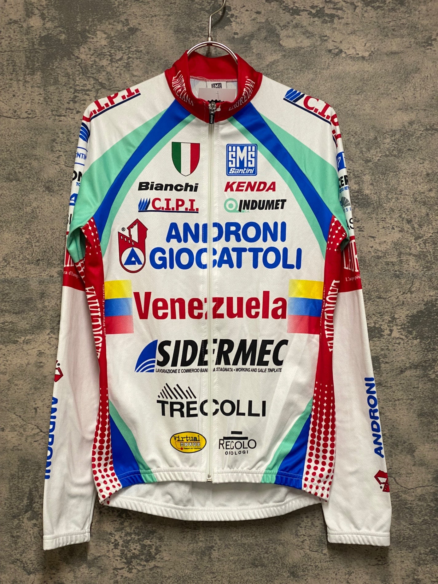 JS439 サンティーニ Santini 長袖 サイクルジャージ 白 M VENEZUELA