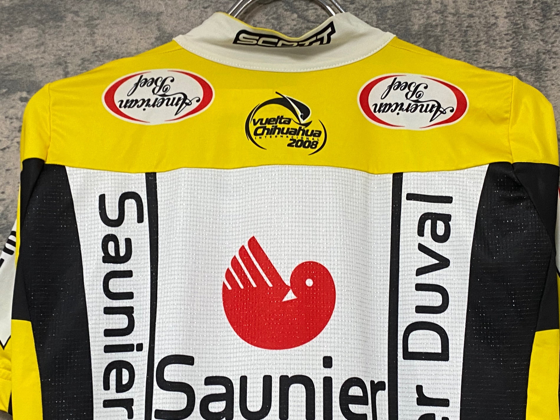JG894 カステリ castelli 半袖サイクルジャージ 白黄 L Saunier Duval