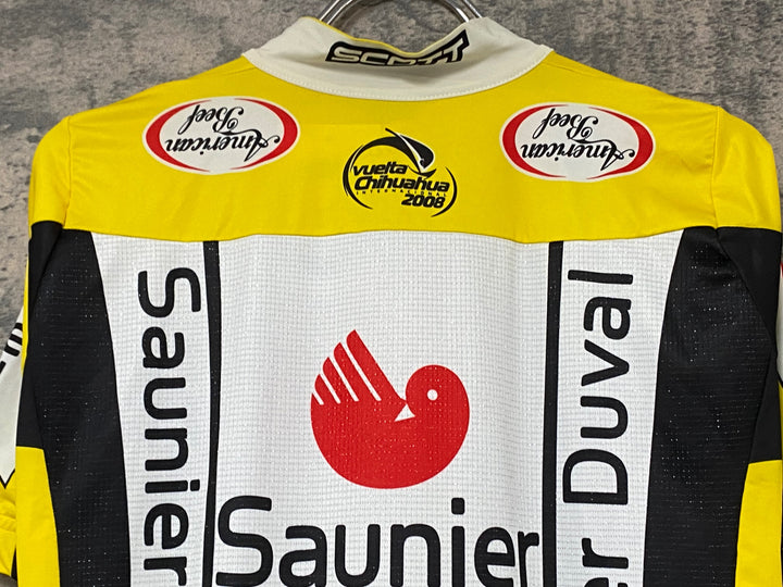 JG894 カステリ castelli 半袖サイクルジャージ 白黄 L Saunier Duval 汚れあり