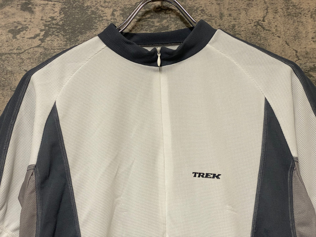 KN824 トレック TREK 半袖 サイクルジャージ 白 グレー S ハーフジップ