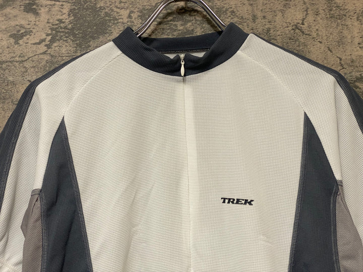 KN824 トレック TREK 半袖 サイクルジャージ 白 グレー S ハーフジップ