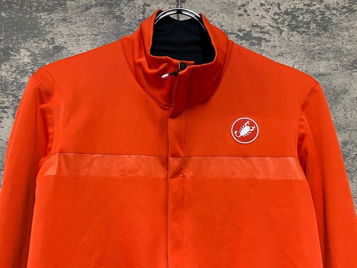 KE516 カステリ CASTELLI 長袖 サイクルジャージ オレンジ L 裏起毛 ※小穴