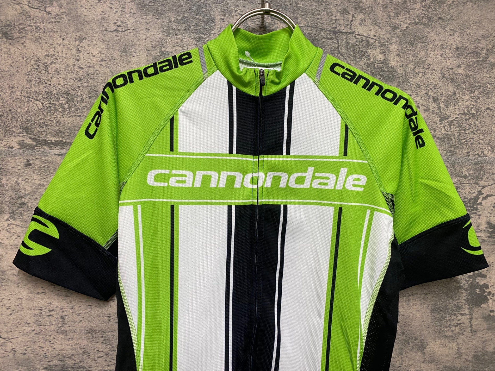JS446 キャノンデール CANNONDALE 半袖 サイクルジャージ 緑 白 S/P