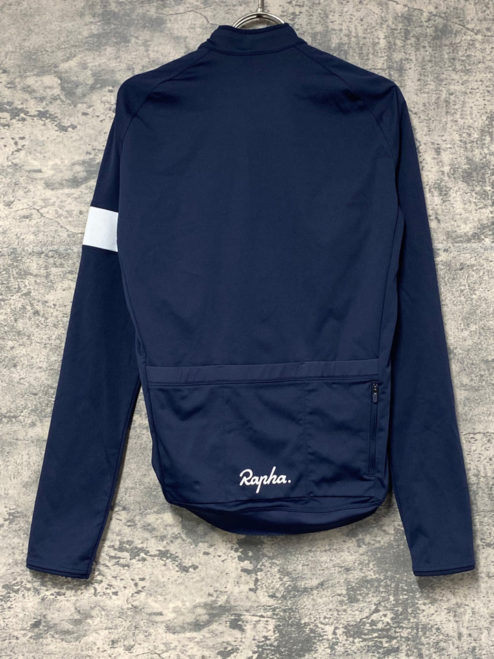 KI525 ラファ Rapha MEN'S LONG SLEEVE CORE JERSEY 長袖 サイクルジャージ 紺 S 裏起毛