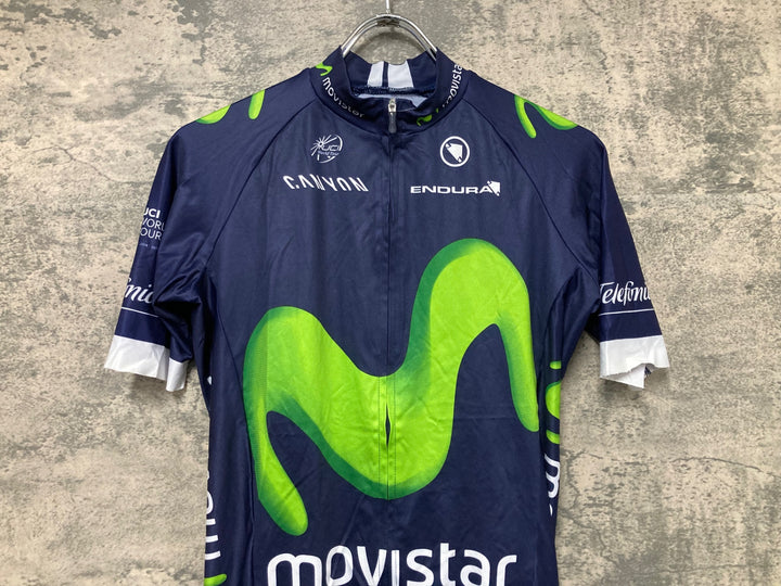 JS496 エンデュラ ENDURA 半袖 サイクルジャージ 濃紺 サイズ不明 movistar ※タグカット