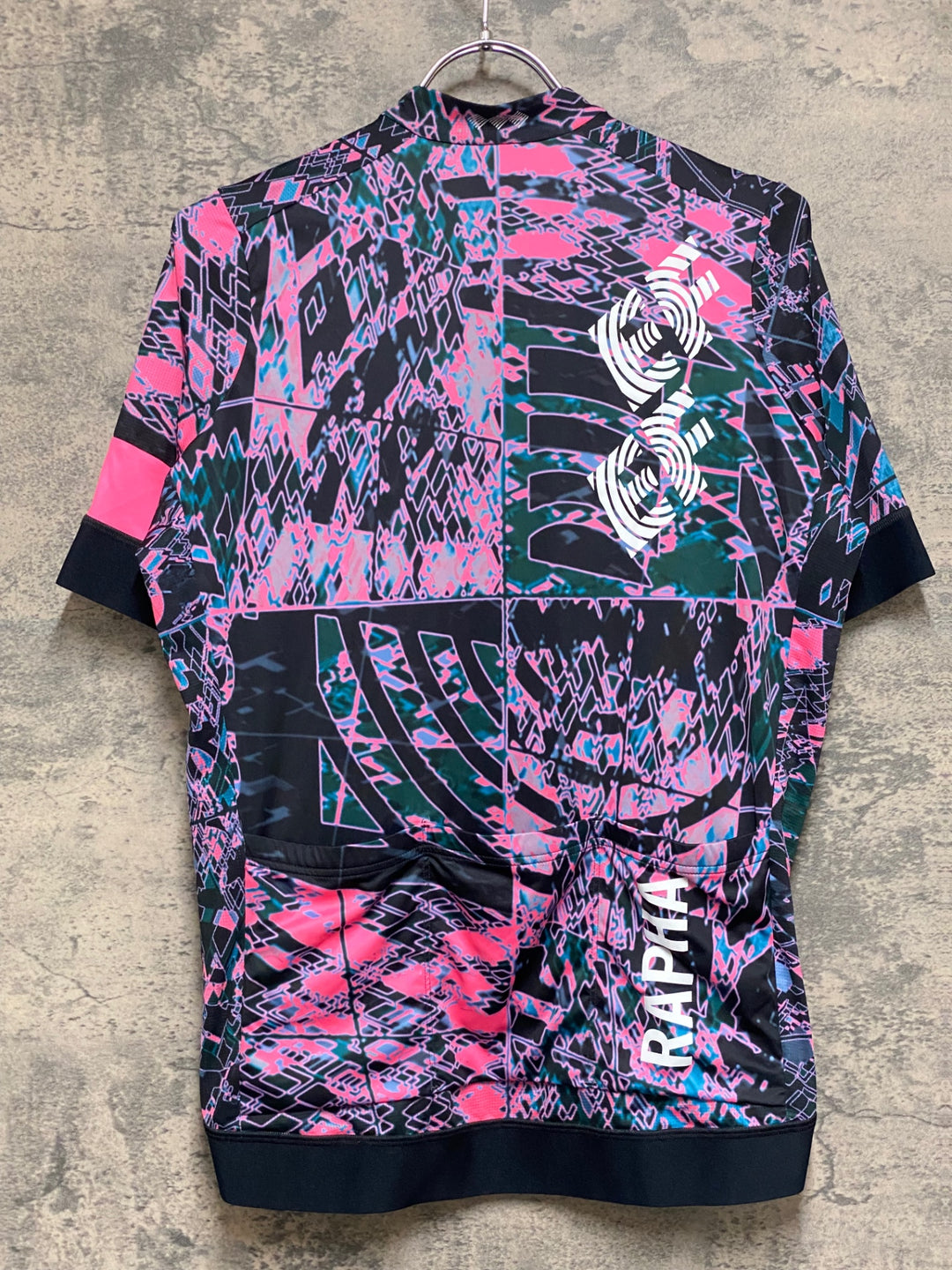 KO142 ラファ Rapha PRO TEAM TRAINING JERSEY 半袖 サイクルジャージ ピンク 黒 総柄 L EF