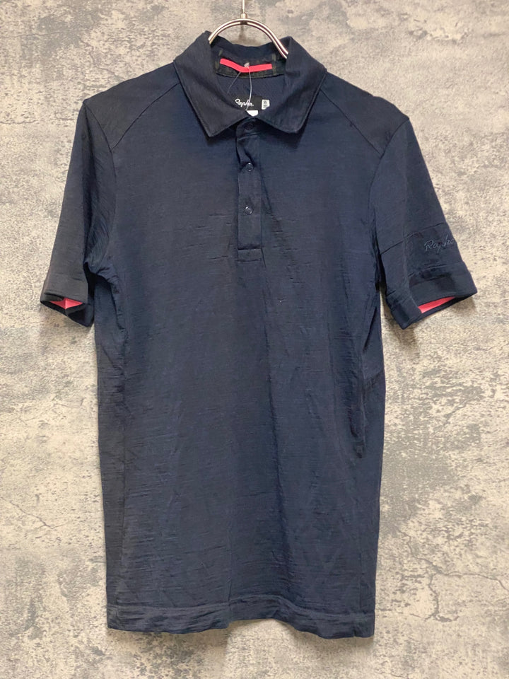 KC832 ラファ Rapha MERINO POLO 半袖 ポロシャツ 濃紺 XS ※一部変色