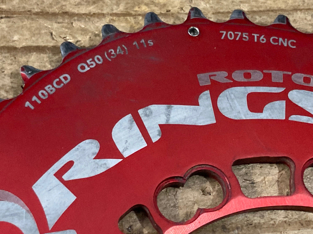 KP729 ローター ROTOR Q-RINGS チェーンリング セット赤 50/34T 110BCD 11s 5H