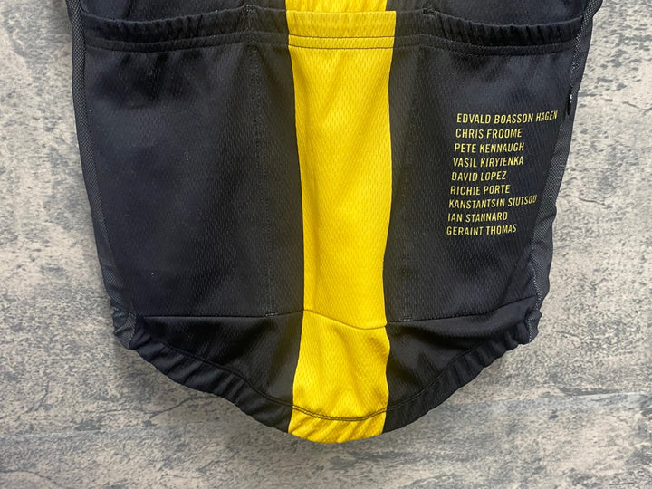 JN882 ラファ Rapha TEAM SHORT SLEEVE JERSEY TEAM SKY 半袖 サイクルジャージ 黒 黄 S ※擦れ