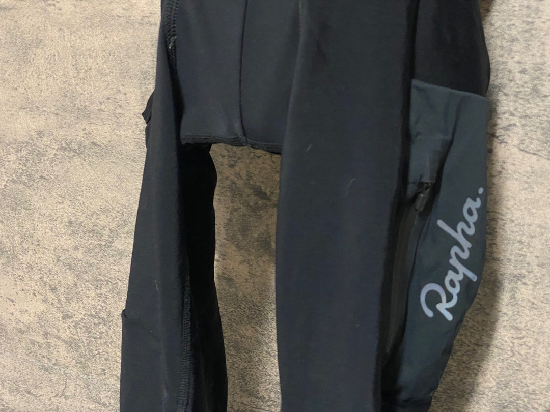 KL458 ラファ Rapha WOMEN'S CARGO WINTER TIGHTS WITH PAD ビブタイツ 黒 XXS 裏起毛 ※動物の毛