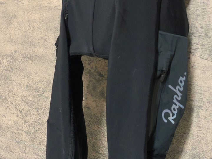 KL458 ラファ Rapha WOMEN'S CARGO WINTER TIGHTS WITH PAD ビブタイツ 黒 XXS 裏起毛 ※動物の毛