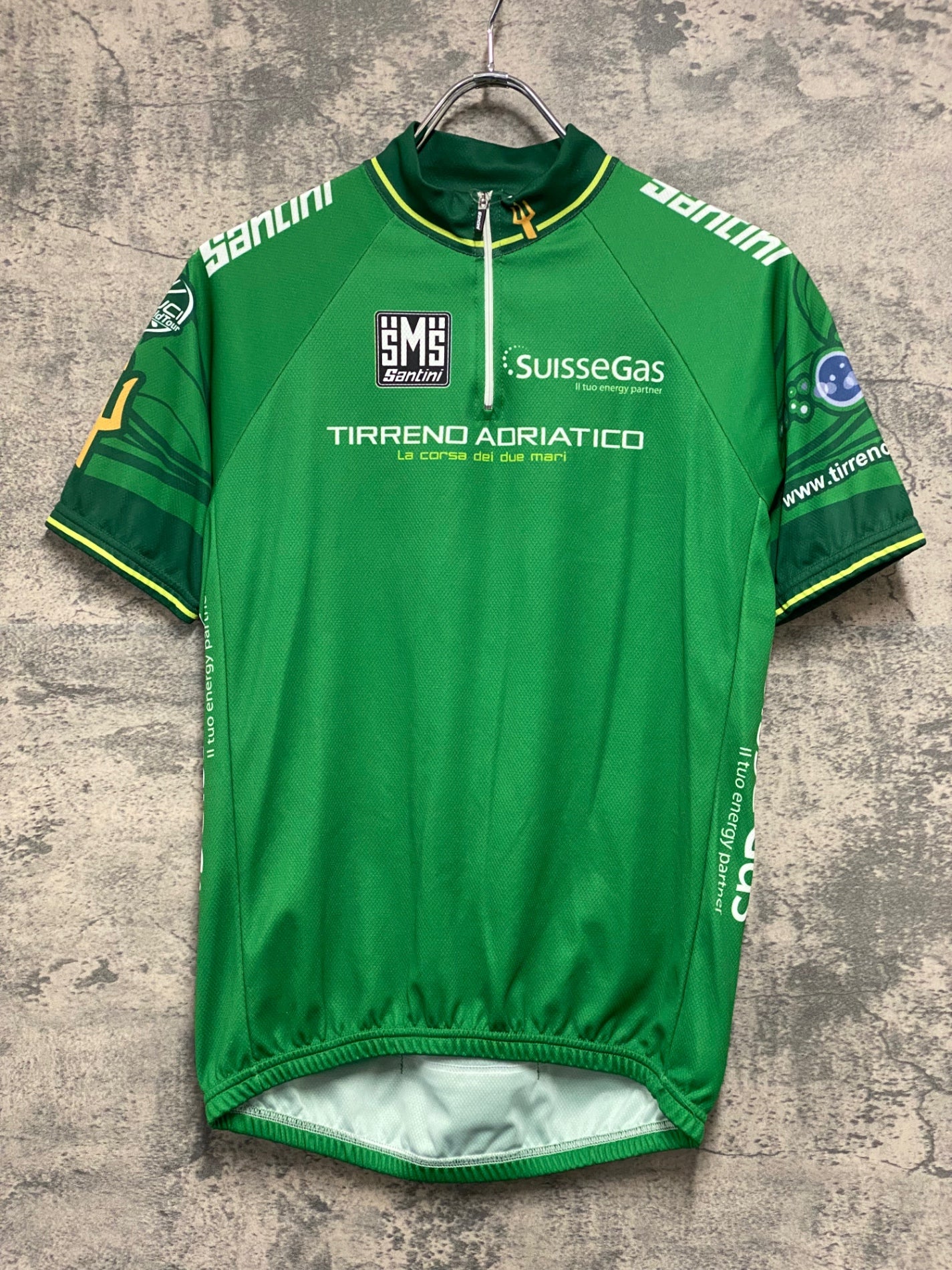 SMS Santini サンティーニ サイクルジャージ イタリア製 ハーフジップ JT086 サンティーニ Santini 半袖サイクルジャージ 緑 M ハーフジップ