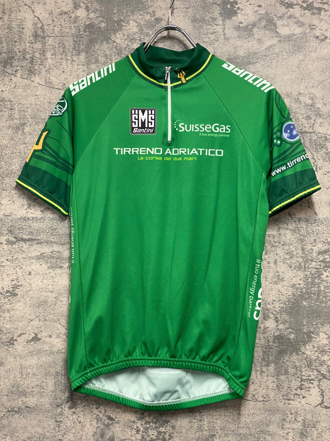 JT086 サンティーニ Santini 半袖サイクルジャージ 緑 M ハーフジップ