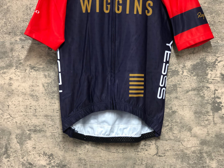 KK139 ラファ Rapha WIGGINS PRO TEAM MID WEIGHT JERSEY 半袖 サイクルジャージ 紺 赤 S